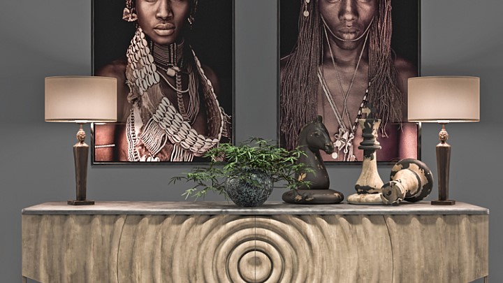 渲染模型_装饰摆件柜004