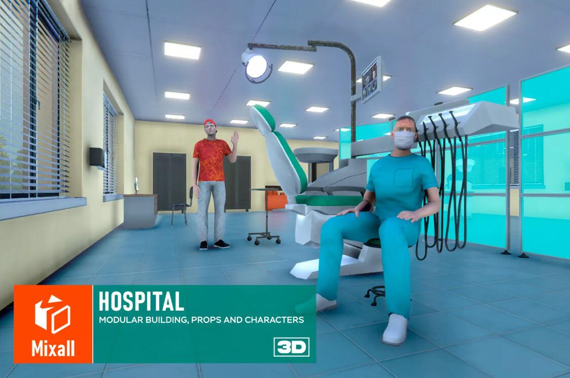 Hospital – modular building props and characters v1.0低模医院