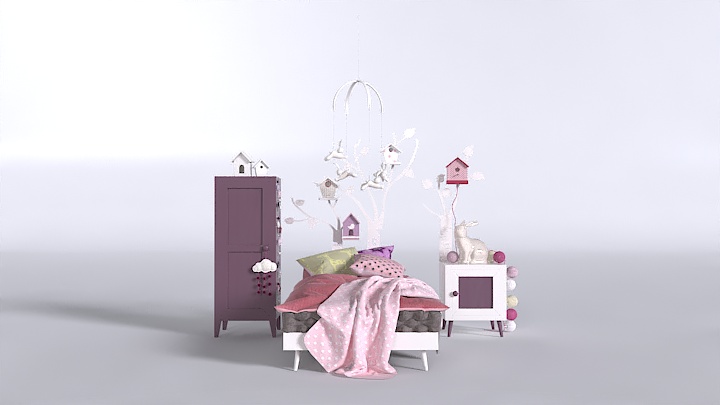 渲染模型_儿童床047