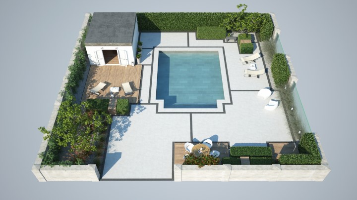 渲染模型_别墅庭院组合018