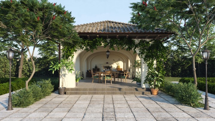 渲染模型_别墅花园003