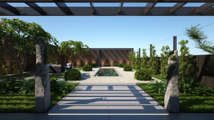 渲染模型_别墅花园026