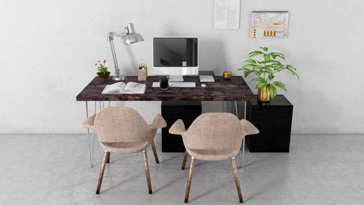 渲染模型_办公家具组合002