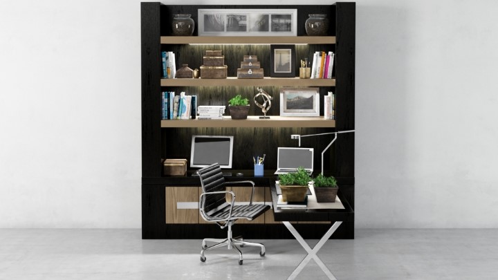 渲染模型_办公家具组合014