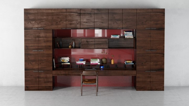 渲染模型_办公家具组合018