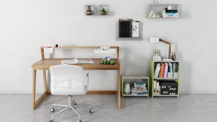 渲染模型_办公家具组合029