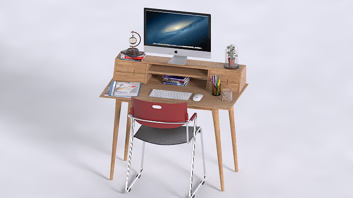 渲染模型_办公桌椅037