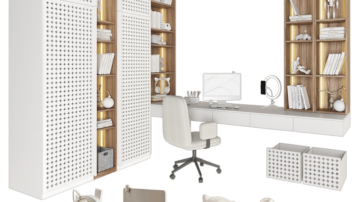 渲染模型_办公环境软装001