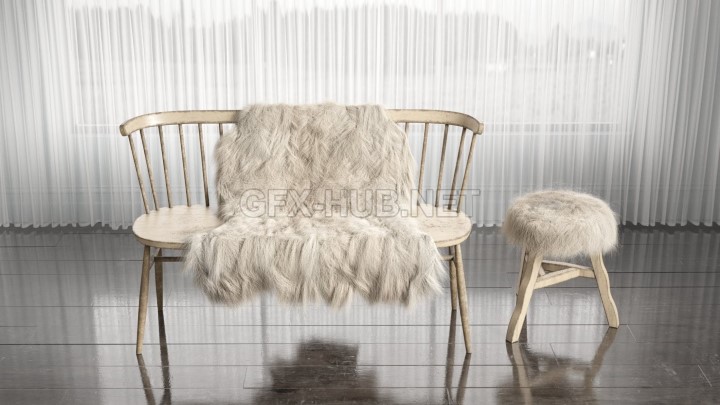 渲染模型_动物皮毛毯002