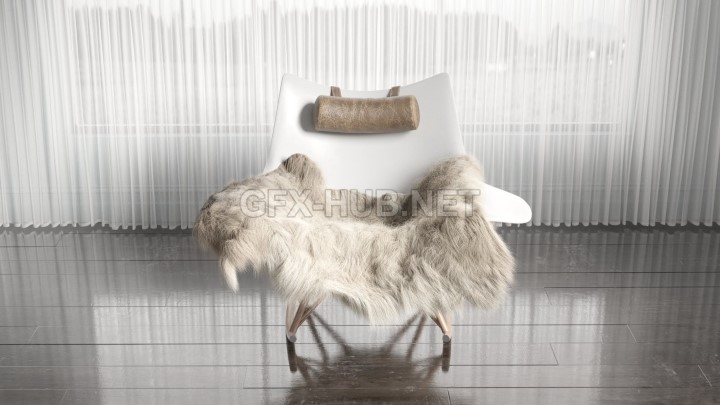 渲染模型_动物皮毛毯010