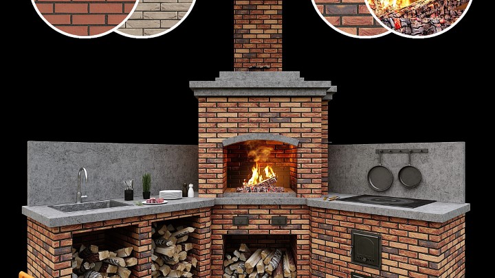 渲染模型_壁炉086