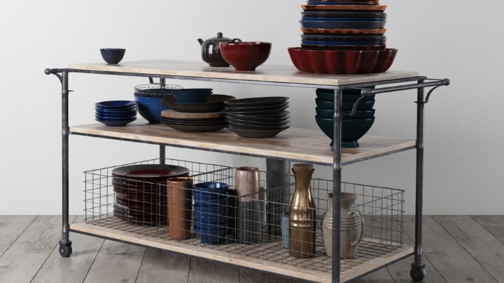 渲染模型_复古家具架子002