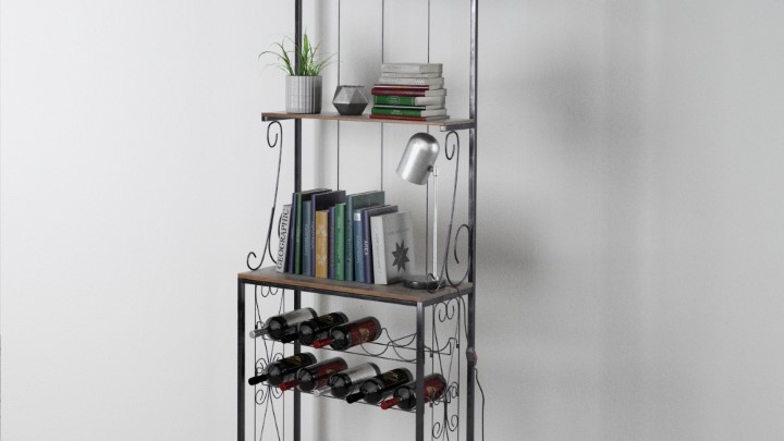 渲染模型_复古家具架子003