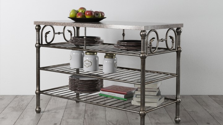 渲染模型_复古家具架子004