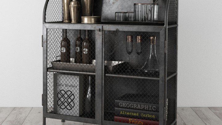 渲染模型_复古家具架子010