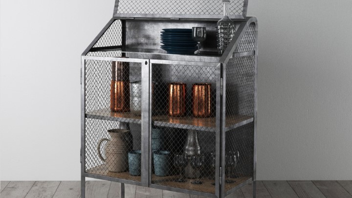 渲染模型_复古家具架子013