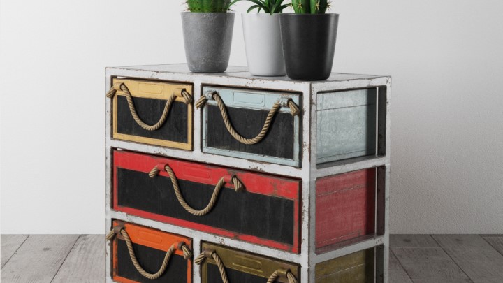 渲染模型_复古家具柜子006