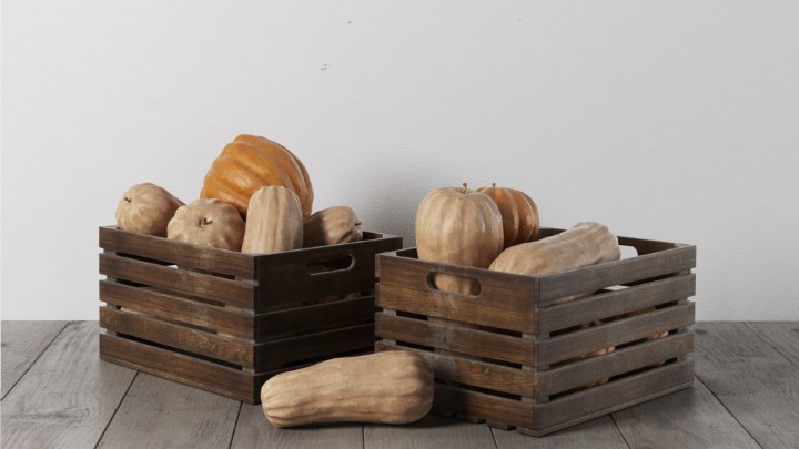 渲染模型_复古家具食材箱子001