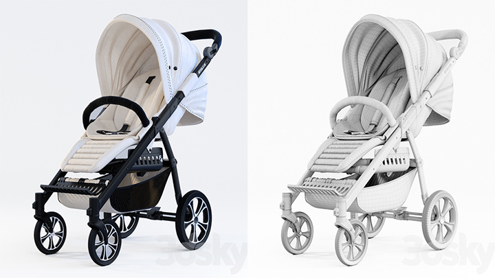 渲染模型_婴儿推车001