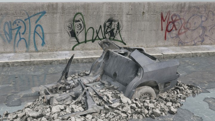 渲染模型_废墟车辆001