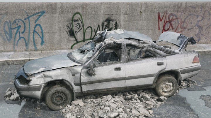 渲染模型_废墟车辆005