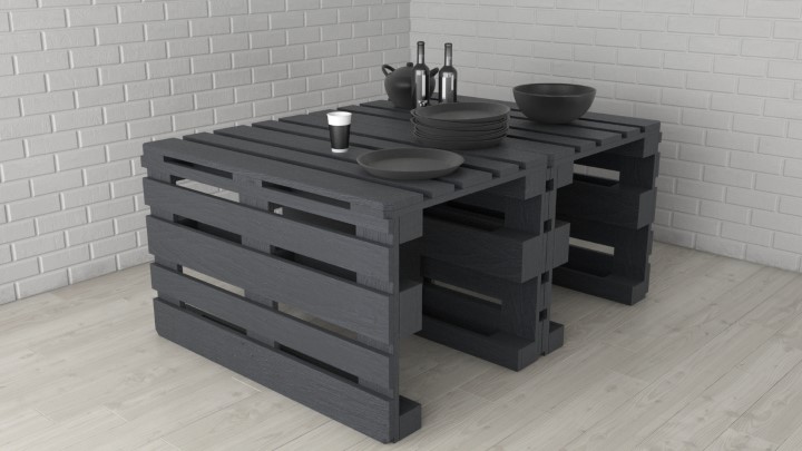 渲染模型_托盘风格桌子002