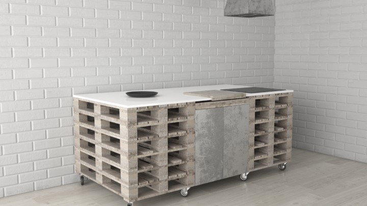 渲染模型_托盘风格桌子003