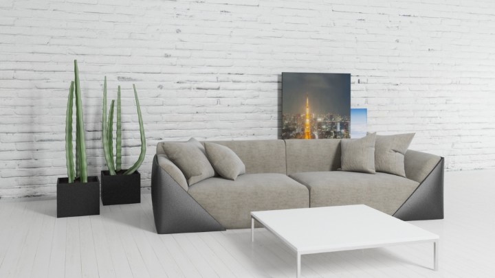 渲染模型_沙发家具组合003