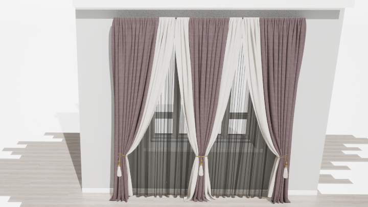 渲染模型_现代窗帘002