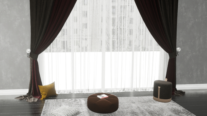 渲染模型_现代窗帘009