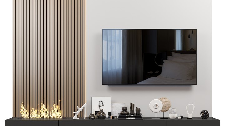 渲染模型_电视墙软装003