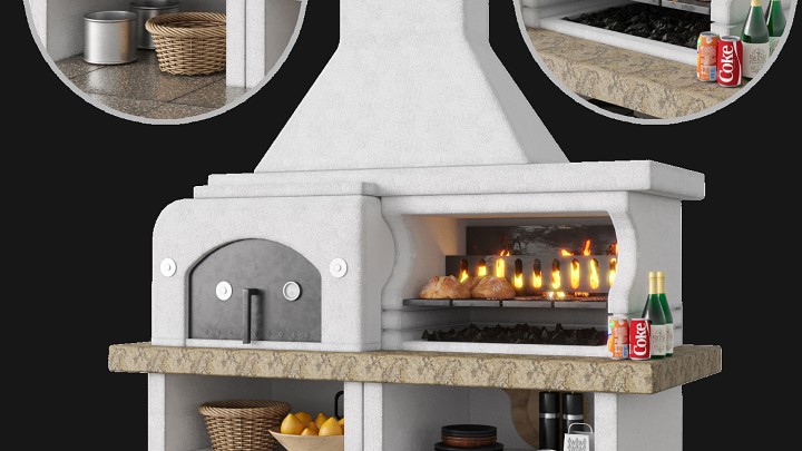 渲染模型_篝火壁炉001