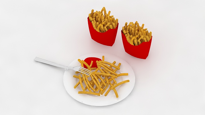 渲染模型_薯条001