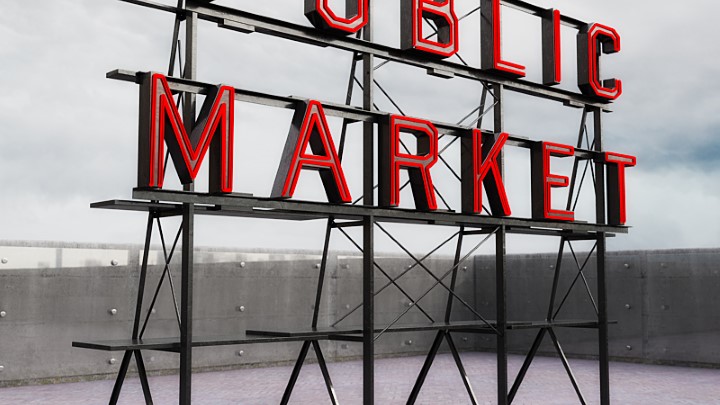 渲染模型_街道广告牌009