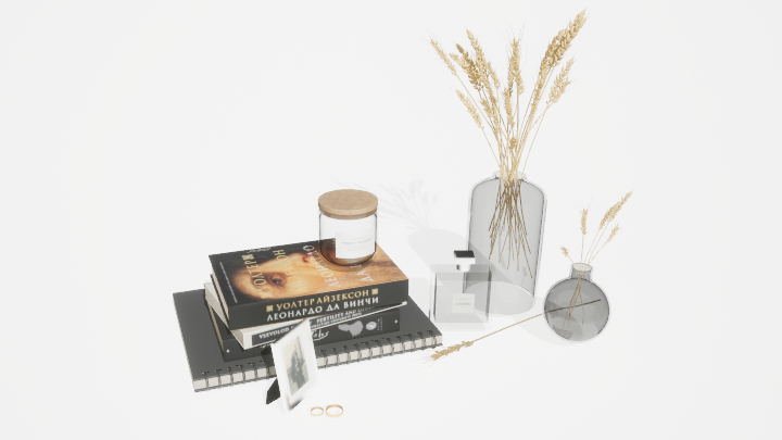 渲染模型_装饰品和书001