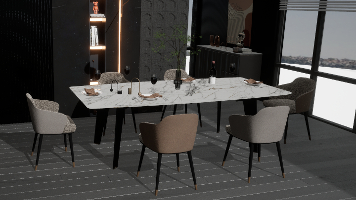 渲染模型_餐桌椅组合002
