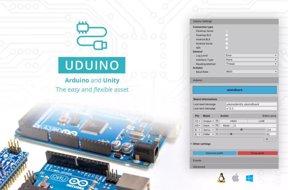 Uduino – Arduino and Unity communication, simple, fast and stable v3.3.3插件