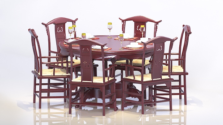 渲染模型_中式餐桌椅005