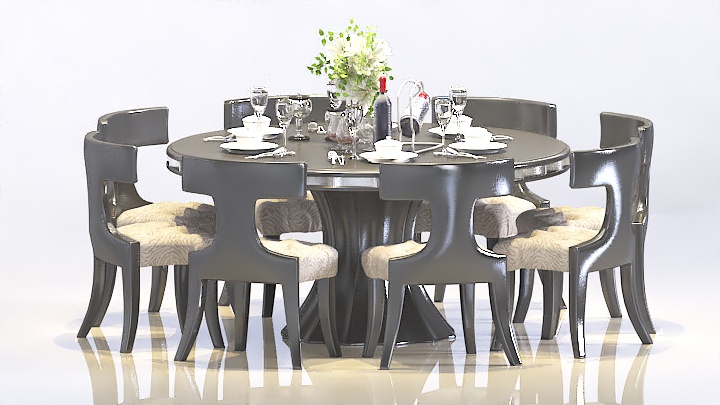 渲染模型_中式餐桌椅009