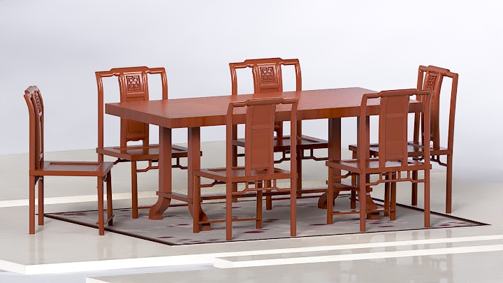 渲染模型_中式餐桌椅021