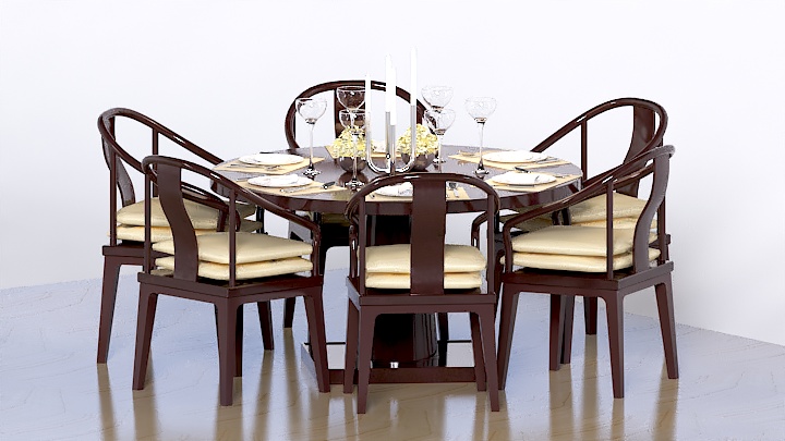 渲染模型_中式餐桌椅027