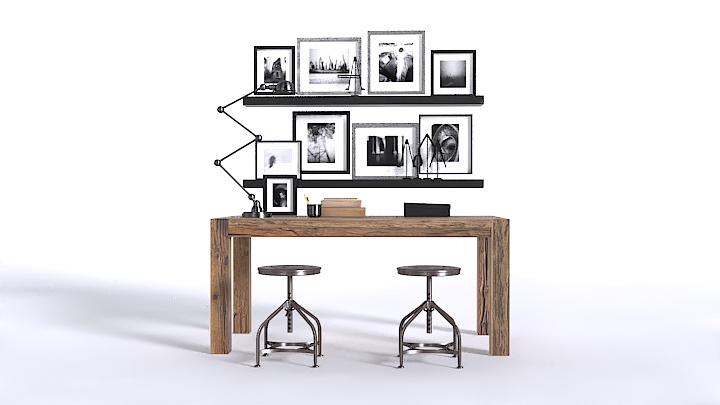 渲染模型_书桌025