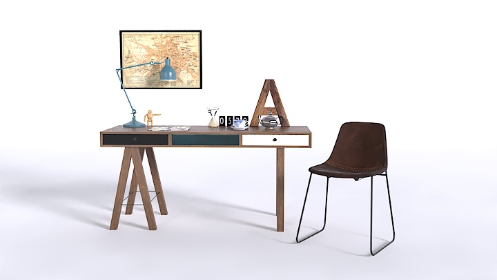 渲染模型_书桌027