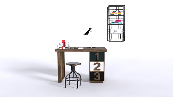 渲染模型_书桌029