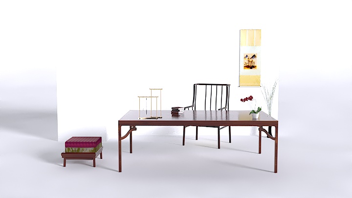 渲染模型_书桌家具001