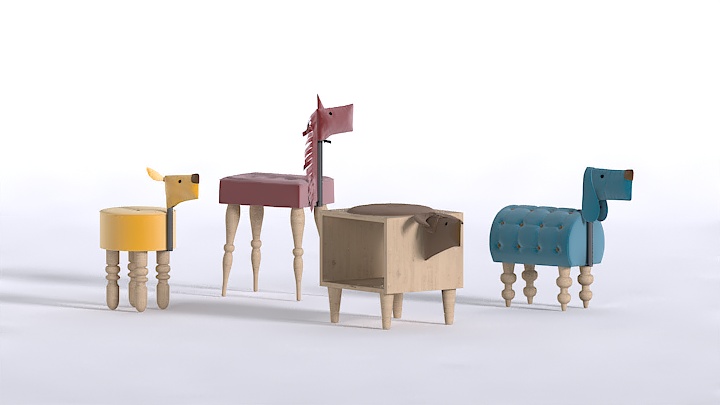 渲染模型_儿童凳子015