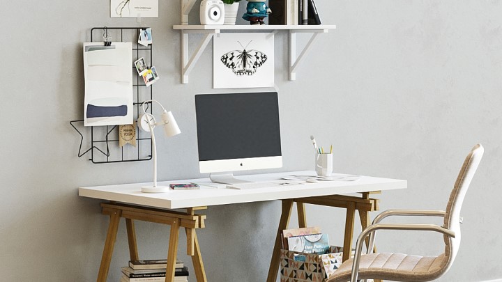 渲染模型_办公桌套装011