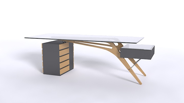 渲染模型_办公桌子021