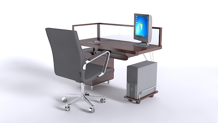 渲染模型_办公桌椅047