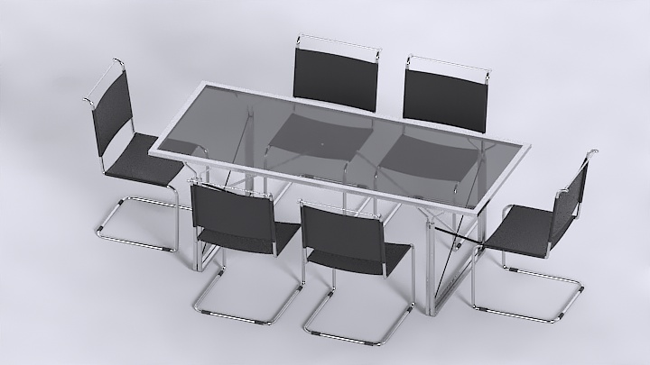 渲染模型_办公桌椅057